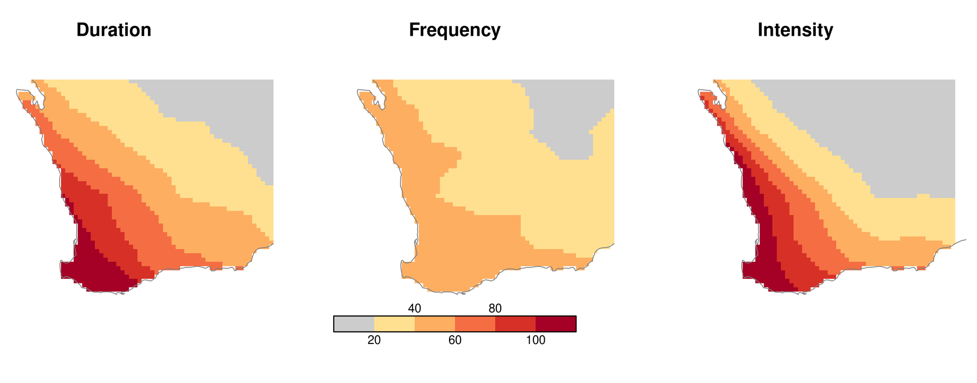 percentage changes in drought duration, frequency and intensity in south-west Western Australia