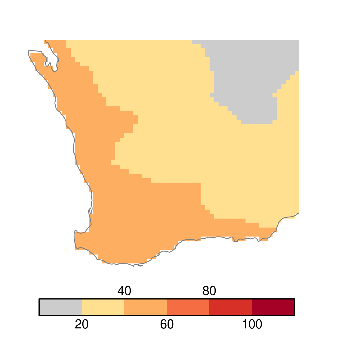 percentage change in drought frequency south west Western Australia