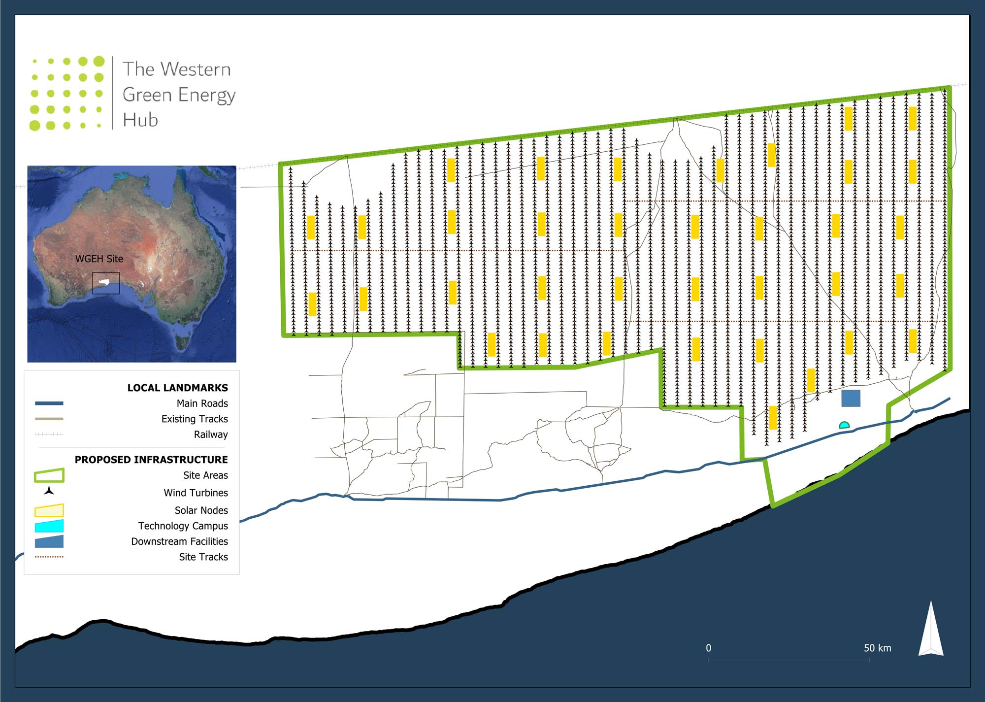 Site of the proposed Western Green Energy Hub wind, soalr, ammonia project in Sourh East Western Australia.