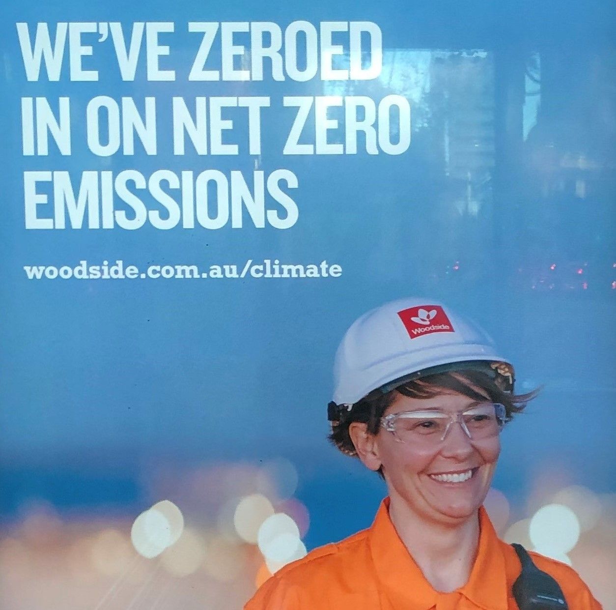 Woodside advertisement July 2020: "We've zeroed in on net-zero emissions."