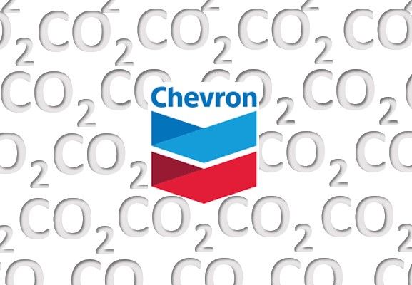 Chevron logo and CO2 chemical symbols