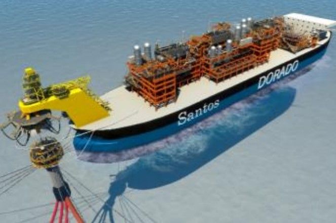 Graphic of the floating production storage and offloading (FPSO) vessel proposed for Santos's Dorado oil project off WA.