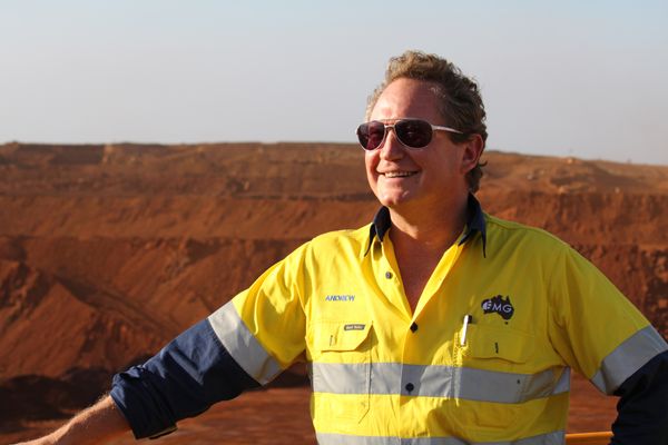 Andrew Forrest at an FMG iron ore mine in the Pilbara